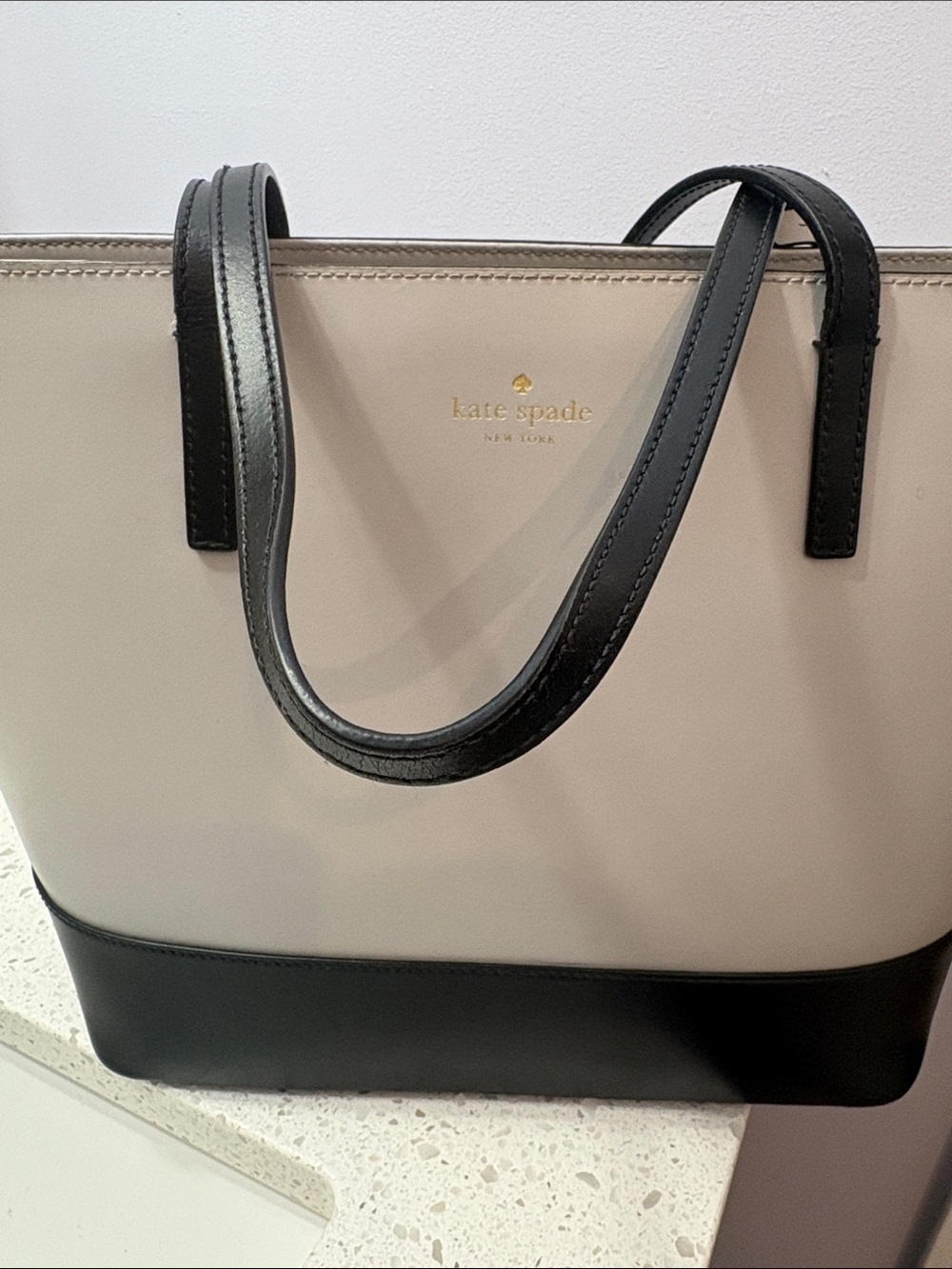 kate spade Two-Tone Black and Cream Leather Tote